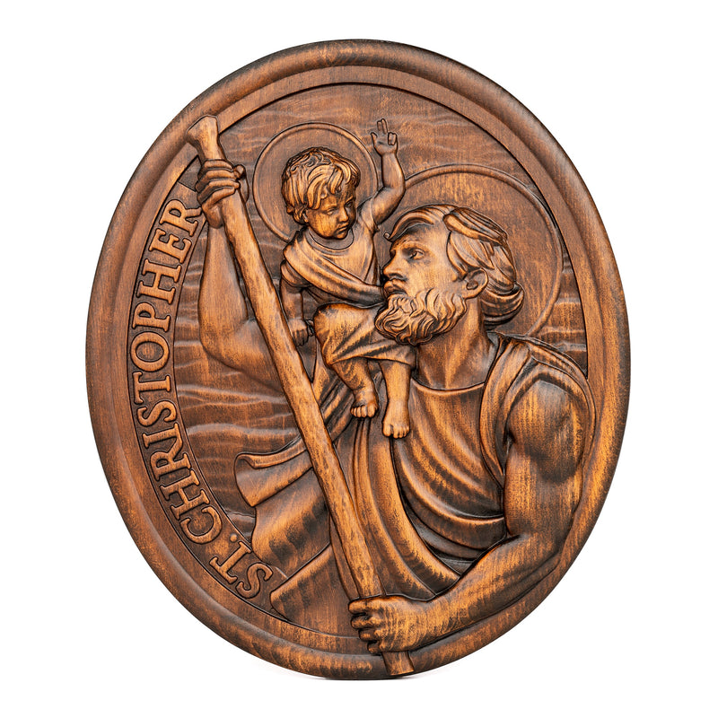 Saint Christopher wood carved - natural - DOLFILAND