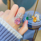 Adjustable Angel Wings Gem Ring