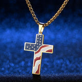 GOD BLESS AMERICA-AMERICAN FLAG CRUCIFIX - BGCOPPER