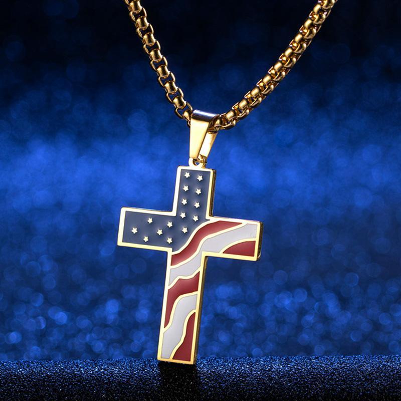 GOD BLESS AMERICA-AMERICAN FLAG CRUCIFIX - BGCOPPER