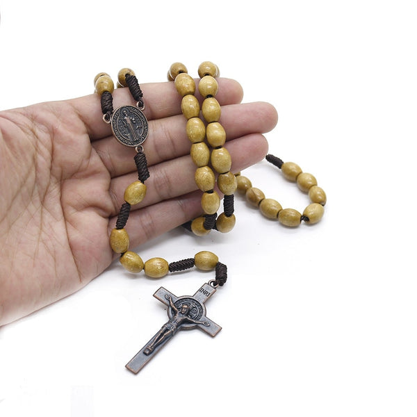 Vintage Saint Benedict Cross Exorcism Rosary Necklace