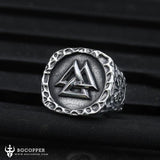 Distressed Valknut Runes Stainless Steel Viking Ring - BGCOPPER