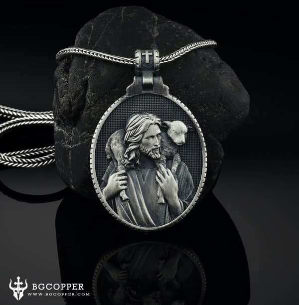 Shepherd Jesus Christ with Lamb Christian Necklace - BGCOPPER