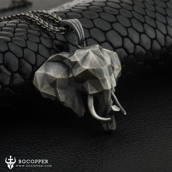 Pure Tin Geometric Elephant Head Necklace - BGCOPPER