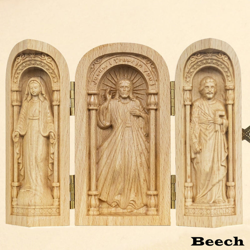 Hand-carved Portable Church - Mini Christian Triptych Altar