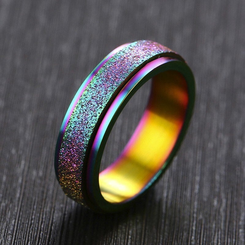 Titanium steel ANXIETY & STRESS RELIEF ROTATABLE RING
