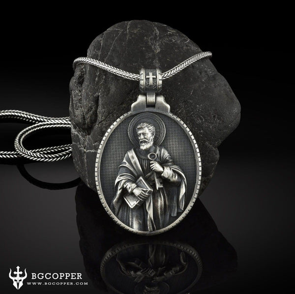 St Peter Necklace/the patron saint of net makers, boat builders ,fishermen, locksmiths, shoemakers and foot patients - BGCOPPER