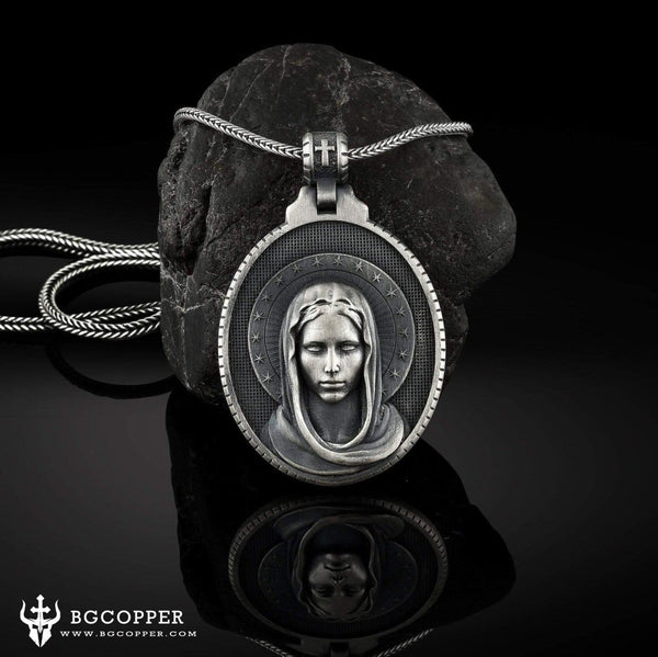 Pure Tin Virgin Mary Medallion Necklace - BGCOPPER