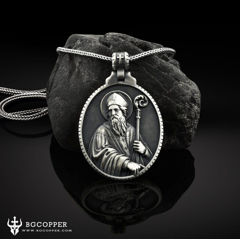 Pure Tin Saint Patrick Necklace,the Patron Saint of Ireland、Barbers、Engineers、Hairdressers、 Miners etc - BGCOPPER