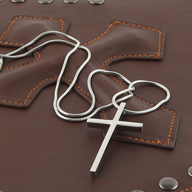 Philippians 4:13 Cross Pendant Strength Bible Verse Stainless Steel Necklace