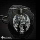 Dragon Encircled Cross Silver Christian Men Necklace - BGCOPPER