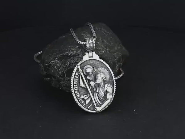 Pure Tin ST CHRISTOPHER CHRISTIAN necklace/The patron saint of athletes, sailors, ferrymen and travelers