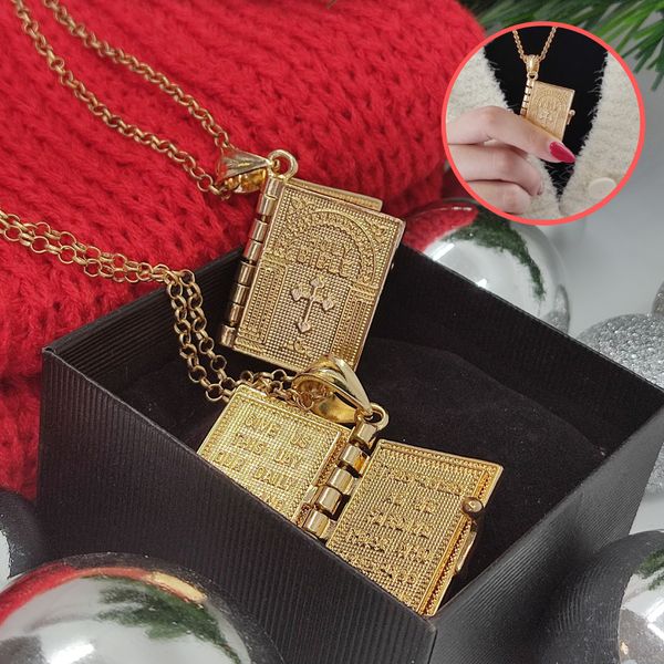 Holy Bible Book Necklace Religious gift