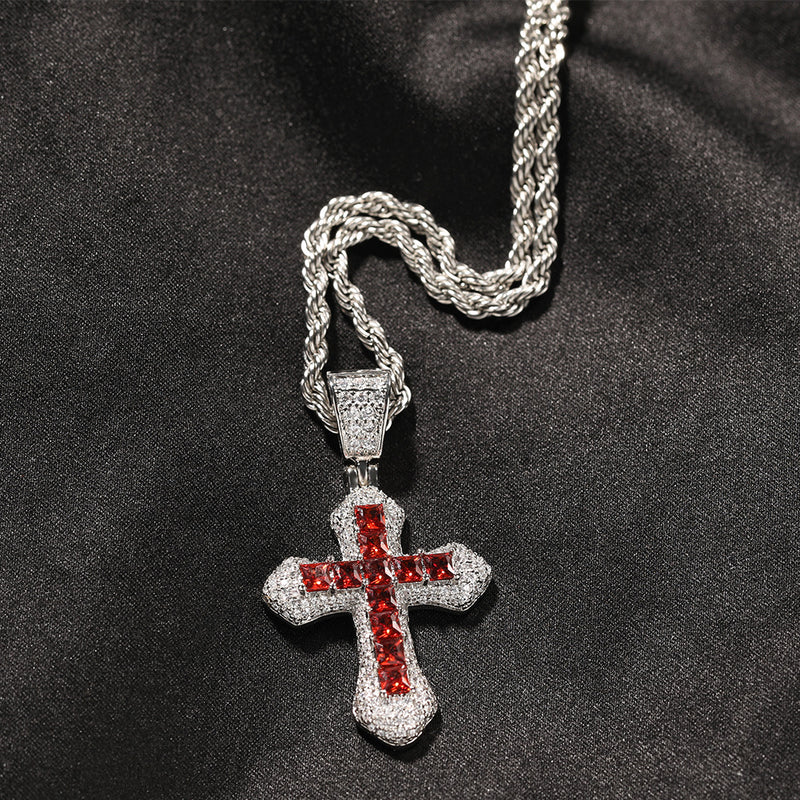 Stunning Diamond-Set Titanium Cross Necklace