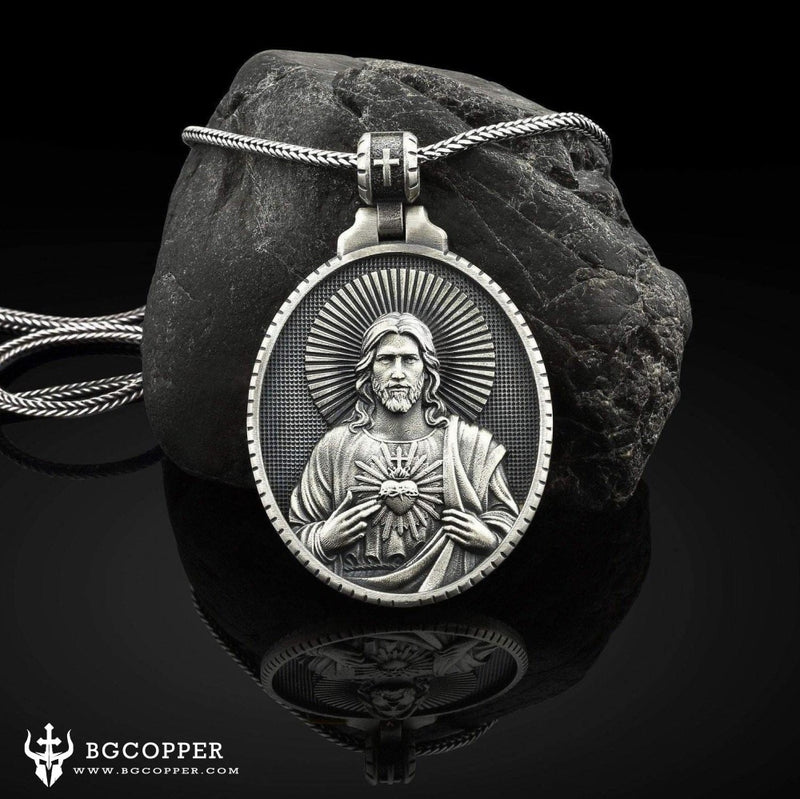 Pure Tin Jesus Christ with Sacred Heart Necklace - BGCOPPER
