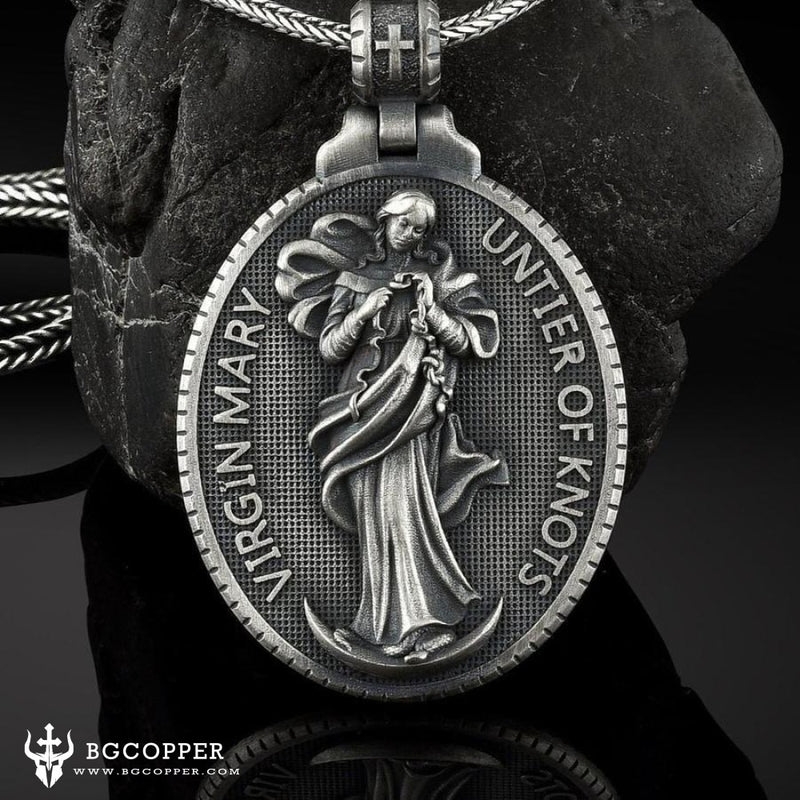 Pure Tin Virgin Mary Untier of Knots Necklace - BGCOPPER