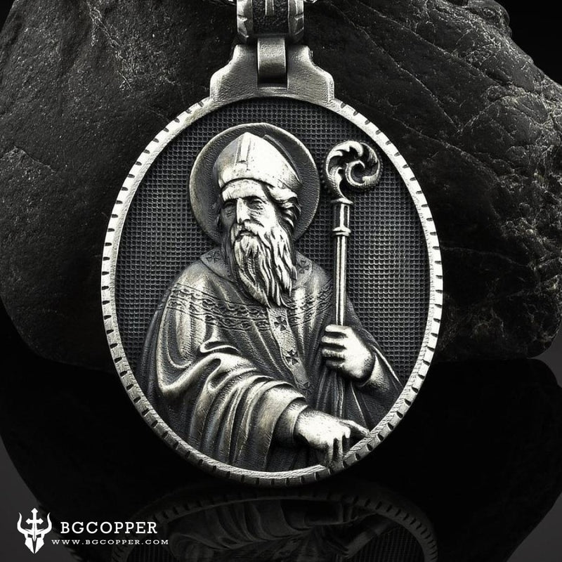 Pure Tin Saint Patrick Necklace,the Patron Saint of Ireland、Barbers、Engineers、Hairdressers、 Miners etc - BGCOPPER