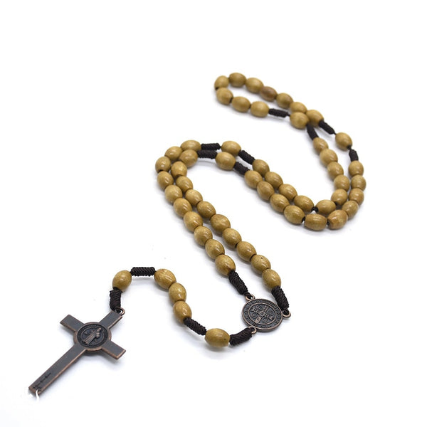 Vintage Saint Benedict Cross Exorcism Rosary Necklace