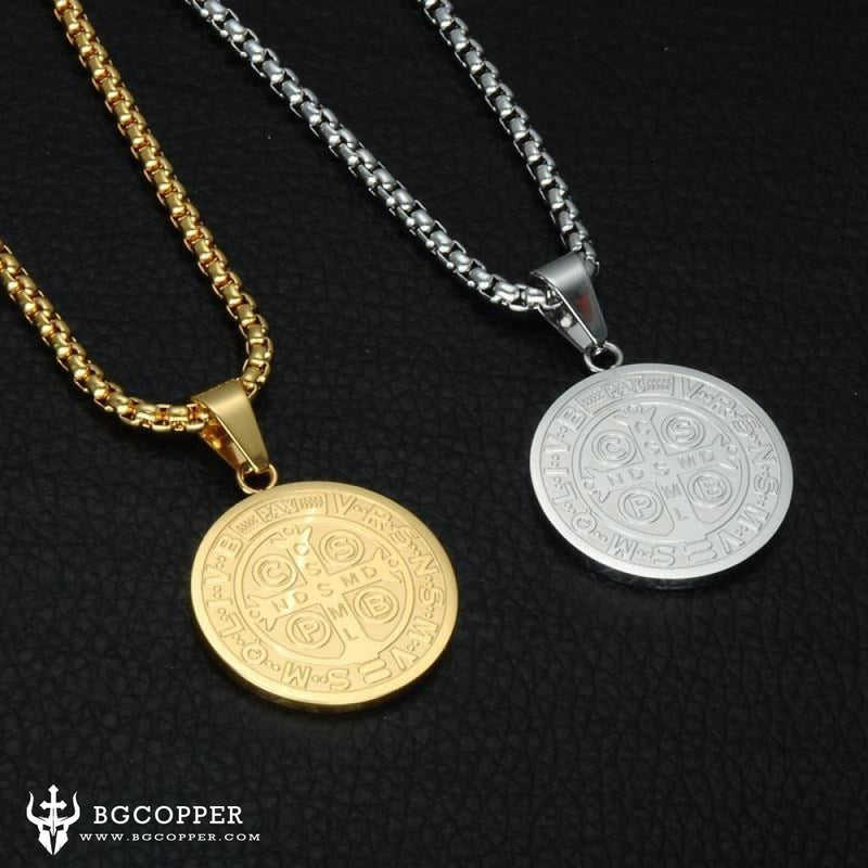 Saint Benedict coin medal couple Necklace - BGCOPPER