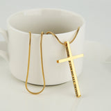 Philippians 4:13 Cross Pendant Strength Bible Verse Stainless Steel Necklace
