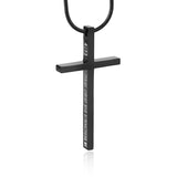 Philippians 4:13 Cross Pendant Strength Bible Verse Stainless Steel Necklace