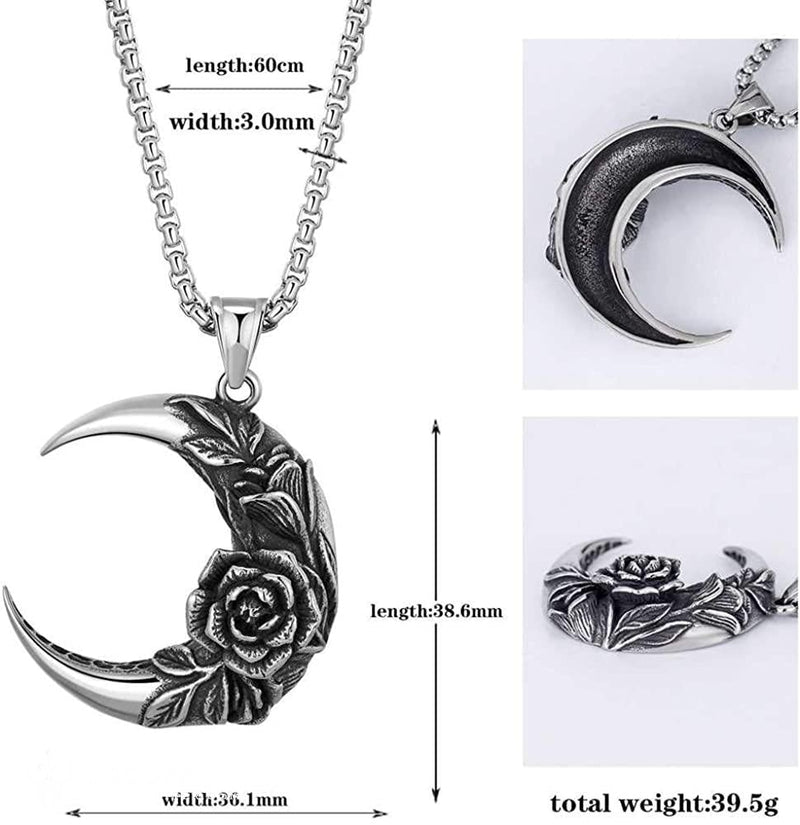 Retro Crescent  moon rose necklace for hope and love - BGCOPPER