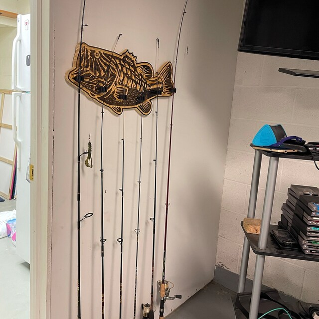 Father's Day Gift - Wood Bass Fishing Rod Holder