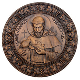 Saint Francis of Assisi religious icon, natural wood carved wall decoration pendant