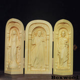 Hand-carved Portable Church - Mini Christian Triptych Altar