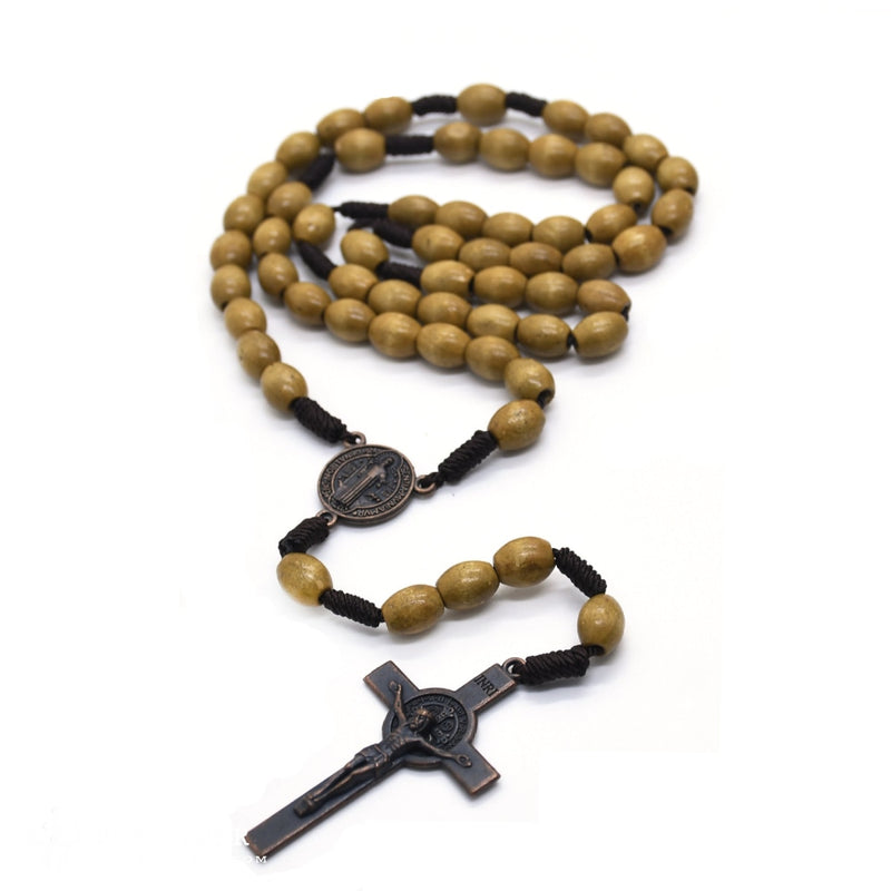Vintage Saint Benedict Cross Exorcism Rosary Necklace