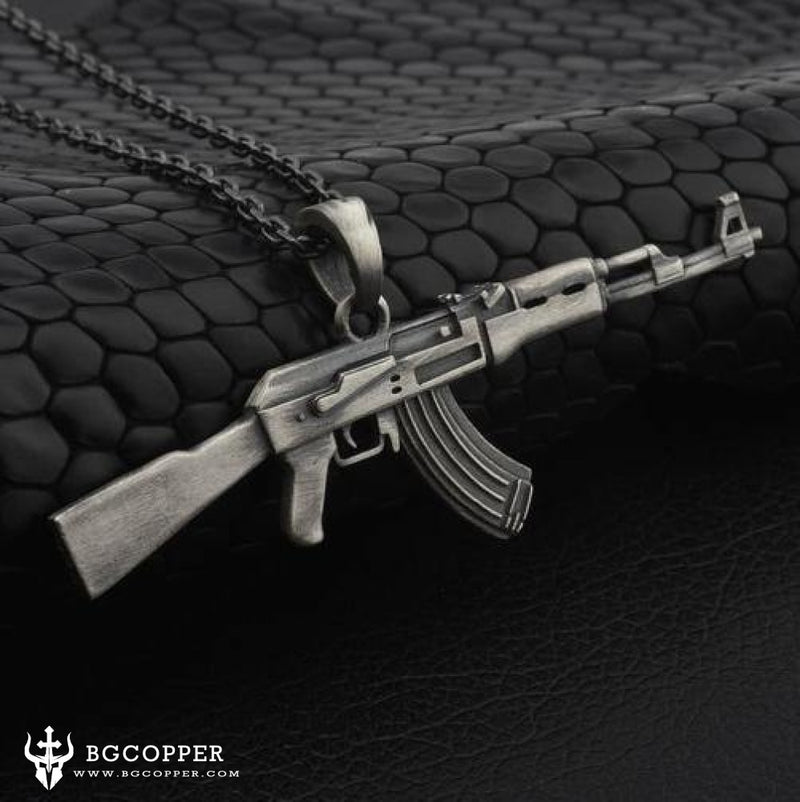Pure Tin  AK47 Kalashnikov Men's Necklace - BGCOPPER