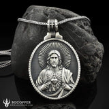 Pure Tin Jesus Christ with Sacred Heart Necklace - BGCOPPER