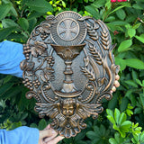 First Communion Christian Wood Carving - Sacrament of the Holy Eucharist Plaque