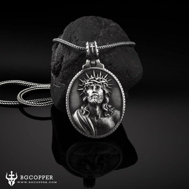 Crucifix Jesus Crown Of Thorns Pendant Necklace - BGCOPPER