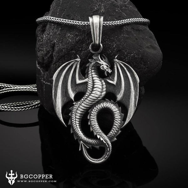 Pure Tin Handmade Winged Dragon Necklace - BGCOPPER
