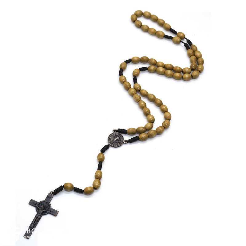 Vintage Saint Benedict Cross Exorcism Rosary Necklace
