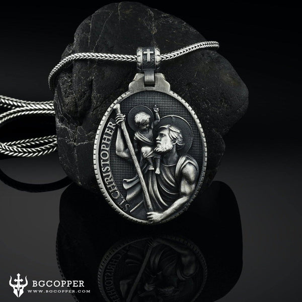 Pure Tin St Christopher Christian Necklace - BGCOPPER