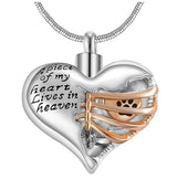 A piece of my heart lives in heaven Necklace - Memorial urn heart cremation necklace