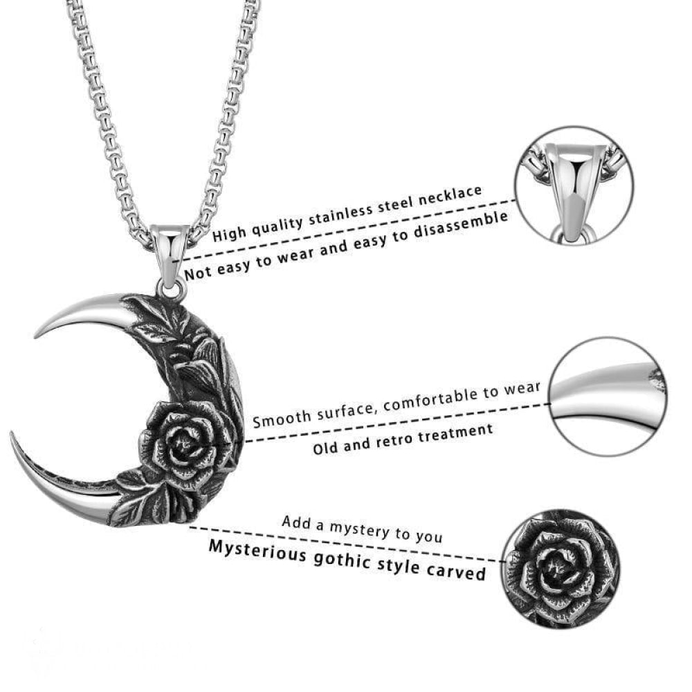 Retro Crescent moon rose necklace for hope and love – BGCOPPER