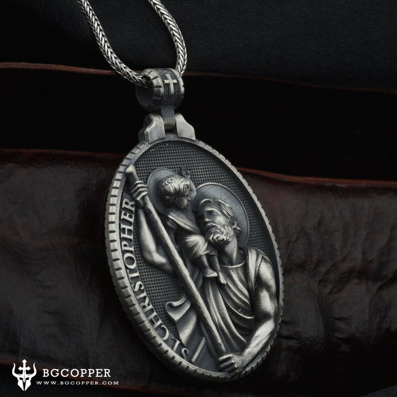 Pure Tin St Christopher Christian Necklace - BGCOPPER