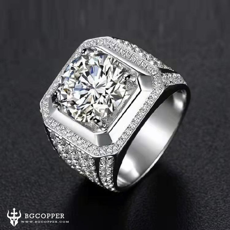 One Carat Super Luxury Moissanite Diamonds Men's Ring - BGCOPPER