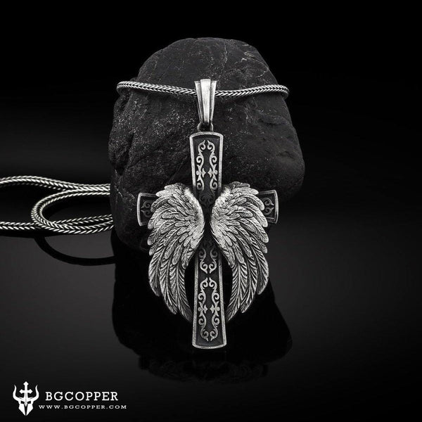Pure Tin Celtic Winged Crucifix Necklace - BGCOPPER