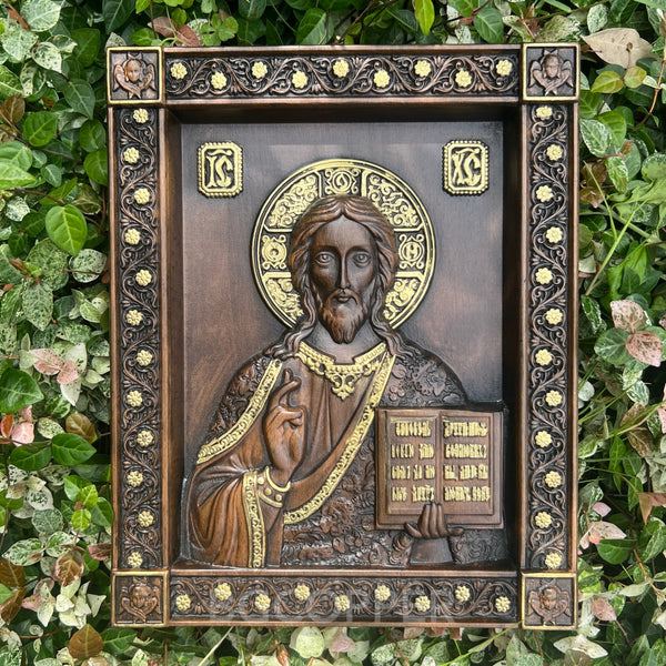 Jesus Christ Pantocrator Wood Carving