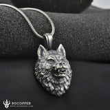 Pure Tin Angry Alpha Wolf Head Necklace - BGCOPPER