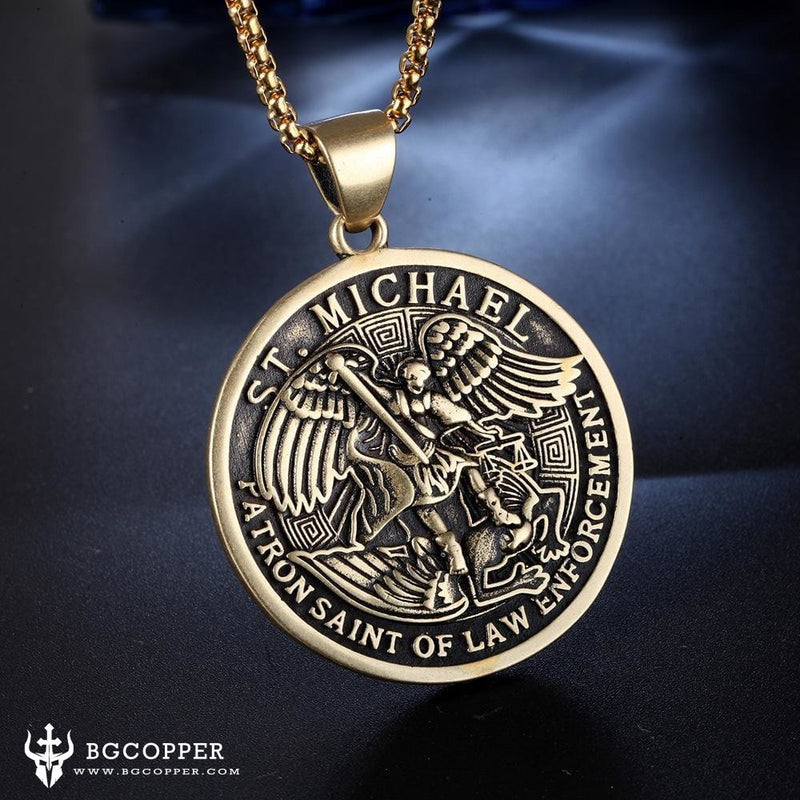 ST Michael's Archangel Stainless Steel Necklace,the patron Saint of law enforcement - BGCOPPER