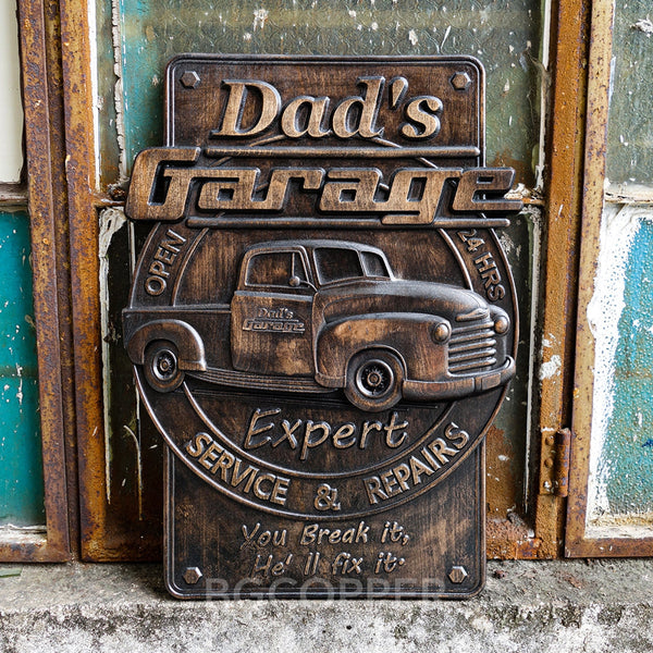 Dad's Garage Icon, Wooden Garage Pendant, Father's Day Gift