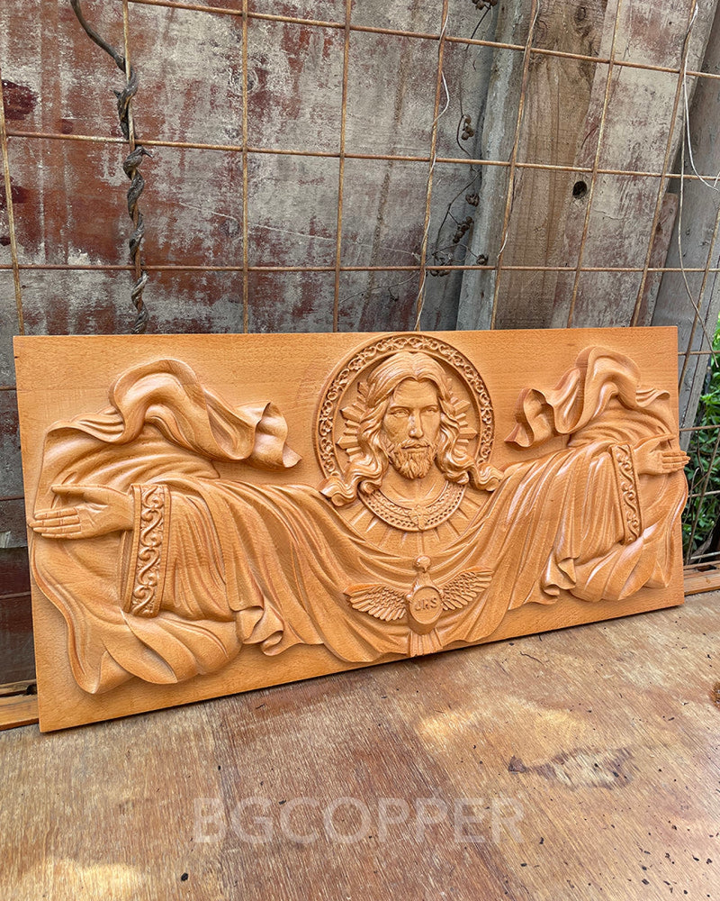 22.75" Jesus Christ, Holy Spirit  Wood Carved