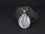 Pure Tin Saint Barbara Necklace,the patron saint of armourers, artillerymen, military engineers, miners,mathematicians and others who work with explosives.