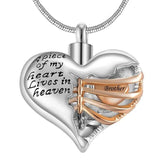 A piece of my heart lives in heaven Necklace - Memorial urn heart cremation necklace