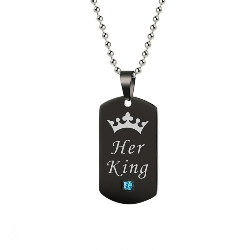 Buy Thintom Couples Necklaces His Queen Her King Matching Set Titanium  Stainless Steel Couple Pendant Necklace in a Gift Box at Amazon.in